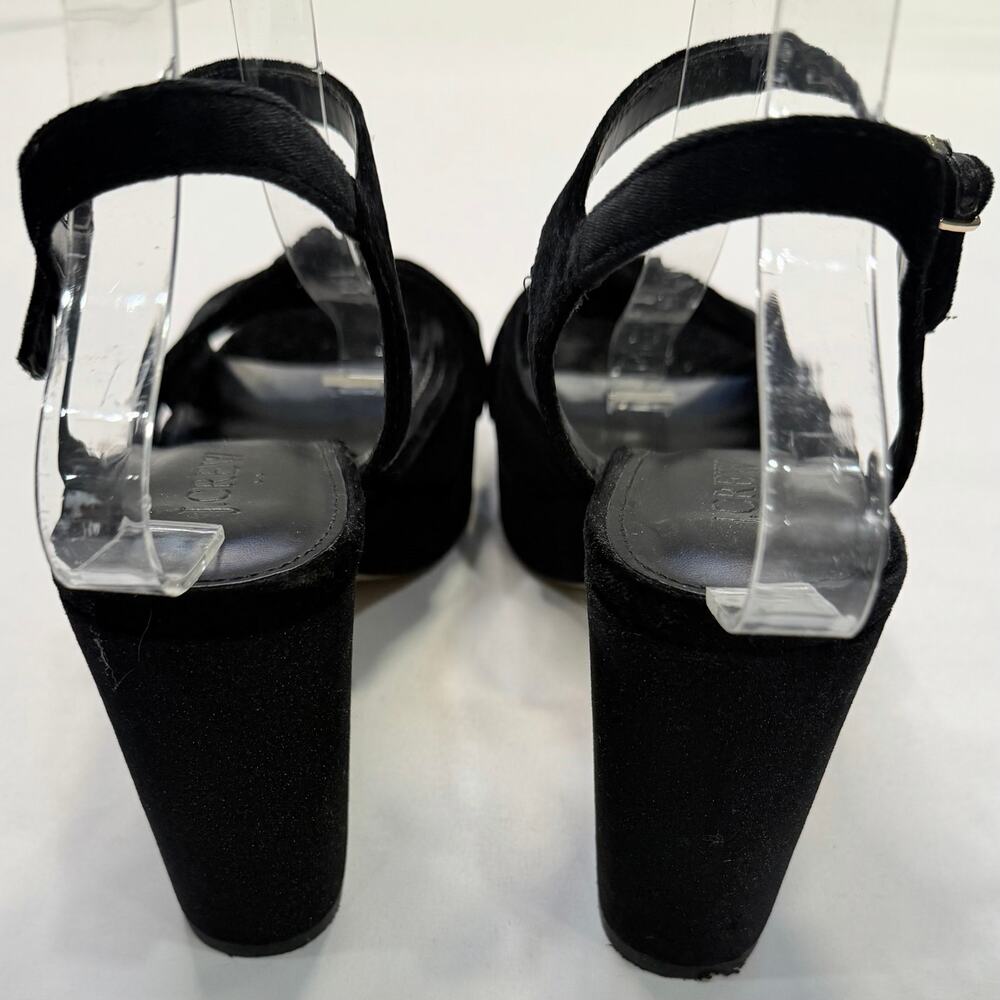 J.Crew Black Velvet Platform Heels Women’s 8 Block Heel Ankle Strap Sandals - Picture 10 of 10